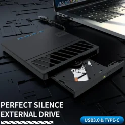 External CD/DVD Drive for Laptop 7 in 1 USB Ultra-Slim Portable CD/DVD Player Burner Compatible with External DVD Player for Laptop