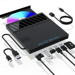 External CD/DVD Drive for Laptop 7 in 1 USB Ultra-Slim Portable CD/DVD Player Burner Compatible with External DVD Player for Laptop