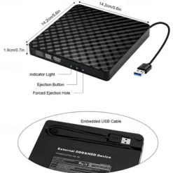 External USB3.0DVD RW CD Burner Portable Optical Drive Burner Reader Player For PC Laptop MacBook Windows 7/8/10/11/XP/Vista/Linux OS