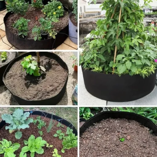Extra Large Fabric Raised Planting Bed Round Flower Pot Planter Bag Garden Bed Bag Herb Flower Vegetable Plant
