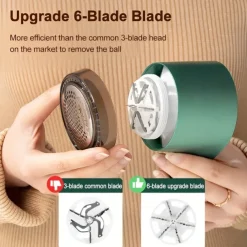 Fabric Sweater Shavers To Remove Pilling Electric Lint Remover Rechargeable With 6-Leaf Blades And Lint Rollers USB Fabric Shaver Fuzz Remover Fabric Pill Shaver For Sweater Couch Clothes Carpet