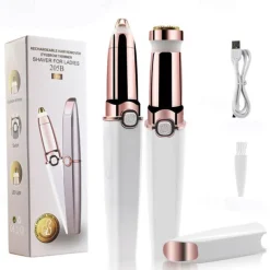 Facial Hair Removal for Women Rechargeable Hair Remover 2 in 1 Eyebrow Trimmer and Face Shavers for Women Hair Removal for Eyebrows Peach Fuzz Lips Arms with Light