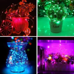 Fairy Lights 100 LED 33 FT Christmas Lights USB Plug 16 Colors Changing Silver Wire Firefly Lights with IR24 Key Remote Control for Indoor Party Halloween Christmas