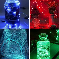 Fairy Lights 100 LED 33 FT Christmas Lights USB Plug 16 Colors Changing Silver Wire Firefly Lights with IR24 Key Remote Control for Indoor Party Halloween Christmas