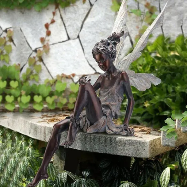 Fairy Statue Angel Fairy Statue, Garden Antique Resin, Realistic Decoration, Family Table Decoration, Garden, Lawn, Courtyard, Porch, Courtyard, Outdoor Decoration