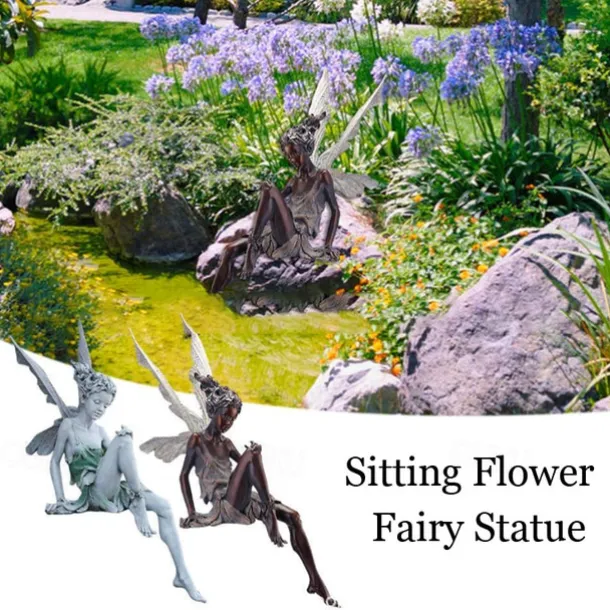Fairy Statue Angel Fairy Statue, Garden Antique Resin, Realistic Decoration, Family Table Decoration, Garden, Lawn, Courtyard, Porch, Courtyard, Outdoor Decoration