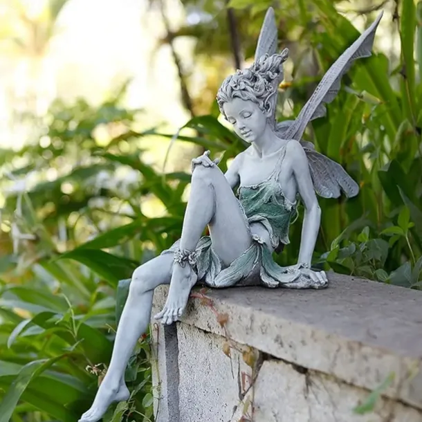 Fairy Statue Angel Fairy Statue, Garden Antique Resin, Realistic Decoration, Family Table Decoration, Garden, Lawn, Courtyard, Porch, Courtyard, Outdoor Decoration