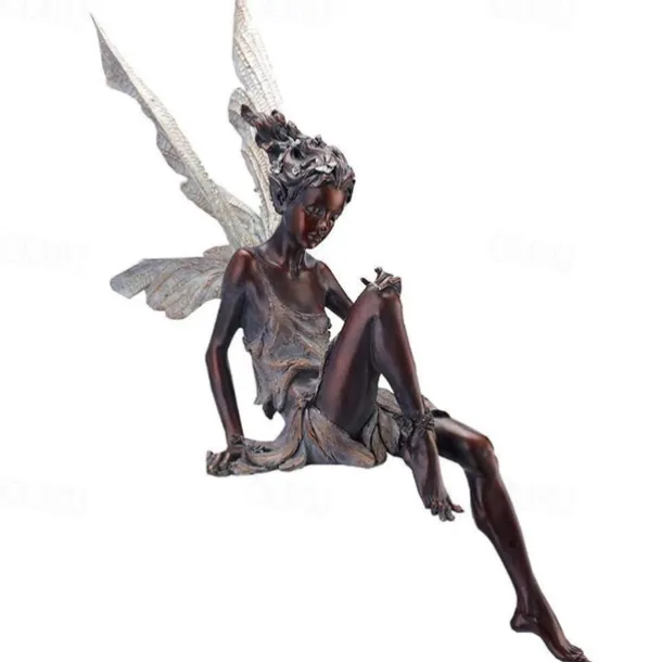 Fairy Statue Angel Fairy Statue, Garden Antique Resin, Realistic Decoration, Family Table Decoration, Garden, Lawn, Courtyard, Porch, Courtyard, Outdoor Decoration