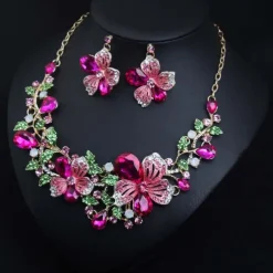 Fall Wedding Bridal Jewelry Sets Two-piece Suit Cubic Zirconia Rhinestone Alloy 1 Necklace Earrings Women's Statement European Classic Flower Shape irregular Jewelry Set For Party Wedding