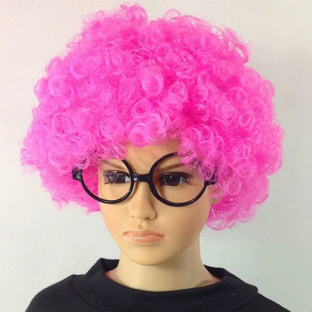 Fans Wig Color Cosplay Wig Burlesque Clown It Yaki Afro Curly Bob Wig Medium Length Beige Synthetic Hair Kid's Cosplay Creative Funny Red Carnival Festival Halloween Wigs
