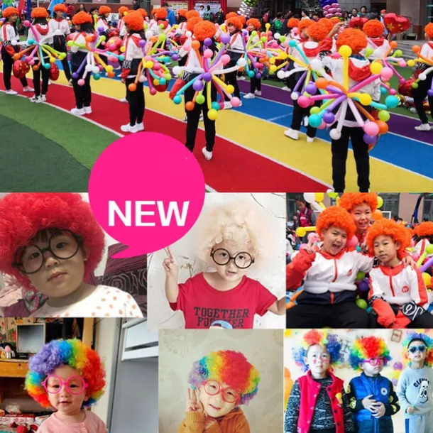 Fans Wig Color Cosplay Wig Burlesque Clown It Yaki Afro Curly Bob Wig Medium Length Beige Synthetic Hair Kid's Cosplay Creative Funny Red Carnival Festival Halloween Wigs