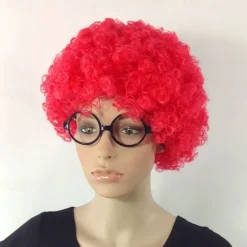 Fans Wig Color Cosplay Wig Burlesque Clown It Yaki Afro Curly Bob Wig Medium Length Beige Synthetic Hair Kid's Cosplay Creative Funny Red Carnival Festival Halloween Wigs