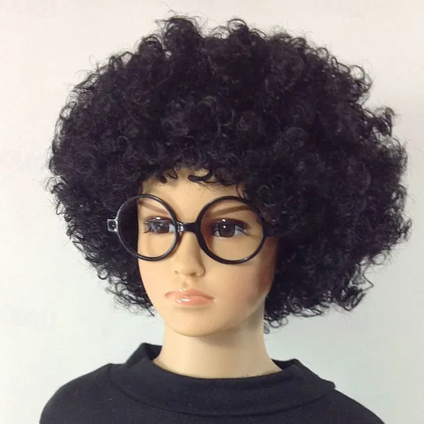 Fans Wig Color Cosplay Wig Burlesque Clown It Yaki Afro Curly Bob Wig Medium Length Beige Synthetic Hair Kid's Cosplay Creative Funny Red Carnival Festival Halloween Wigs