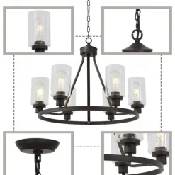 Farmhouse Chandelier 6 Light 25