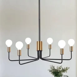 Farmhouse Chandelier for Living Room 6-Light 30" Rustic Industrial Pendant Ceiling Light fixture, Vintage Ceiling Hanging Lamp for Bedroom Hallway Kitchen Dining Room Foyer E26/E27 Socket