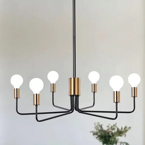 Farmhouse Chandelier for Living Room 6-Light 30" Rustic Industrial Pendant Ceiling Light fixture, Vintage Ceiling Hanging Lamp for Bedroom Hallway Kitchen Dining Room Foyer E26/E27 Socket