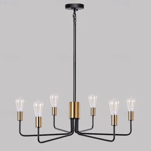 Farmhouse Chandelier for Living Room 6-Light 30" Rustic Industrial Pendant Ceiling Light fixture, Vintage Ceiling Hanging Lamp for Bedroom Hallway Kitchen Dining Room Foyer E26/E27 Socket