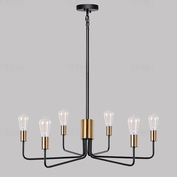 Farmhouse Chandelier for Living Room 6-Light 30" Rustic Industrial Pendant Ceiling Light fixture, Vintage Ceiling Hanging Lamp for Bedroom Hallway Kitchen Dining Room Foyer E26/E27 Socket