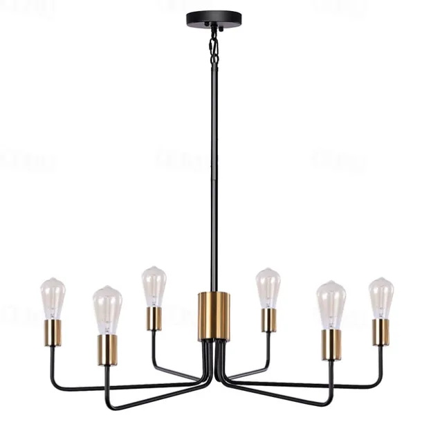 Farmhouse Chandelier for Living Room 6-Light 30" Rustic Industrial Pendant Ceiling Light fixture, Vintage Ceiling Hanging Lamp for Bedroom Hallway Kitchen Dining Room Foyer E26/E27 Socket