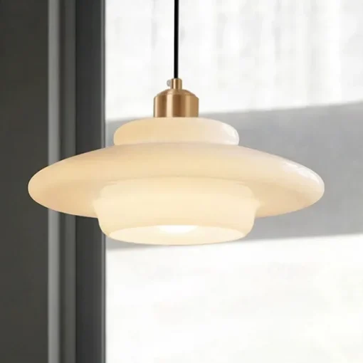 Farmhouse Drum Semi Flush Mount Ceiling Light Milk Glass Hallway Light Fixtures Ceiling Chandelier Large Gold Pole Nordic Modern Mid Century Lighting for Dining Room Ceiling Hung Opal Milk Corridor 85-265V