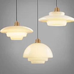 Farmhouse Drum Semi Flush Mount Ceiling Light Milk Glass Hallway Light Fixtures Ceiling Chandelier Large Gold Pole Nordic Modern Mid Century Lighting for Dining Room Ceiling Hung Opal Milk Corridor 85-265V