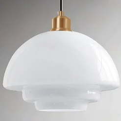 Farmhouse Drum Semi Flush Mount Ceiling Light Milk Glass Hallway Light Fixtures Ceiling Chandelier Large Gold Pole Nordic Modern Mid Century Lighting for Dining Room Ceiling Hung Opal Milk Corridor 85-265V