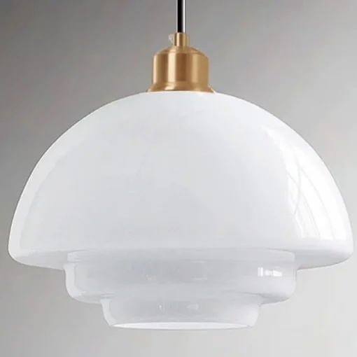 Farmhouse Drum Semi Flush Mount Ceiling Light Milk Glass Hallway Light Fixtures Ceiling Chandelier Large Gold Pole Nordic Modern Mid Century Lighting for Dining Room Ceiling Hung Opal Milk Corridor 85-265V