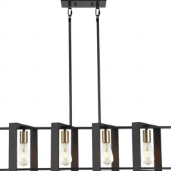 Farmhouse Small Pendant Light 1 Head 4 Head Fixture Kitchen Island Hanging Lamp with Cord Black Finish Wood Frame Chandelier for Hallway Entryway Closet Bedroom AC110V AC220V E27 Bulb