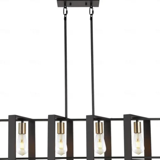 Farmhouse Small Pendant Light 1 Head 4 Head Fixture Kitchen Island Hanging Lamp with Cord Black Finish Wood Frame Chandelier for Hallway Entryway Closet Bedroom AC110V AC220V E27 Bulb