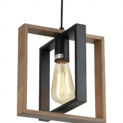 Farmhouse Small Pendant Light 1 Head 4 Head Fixture Kitchen Island Hanging Lamp with Cord Black Finish Wood Frame Chandelier for Hallway Entryway Closet Bedroom AC110V AC220V E27 Bulb