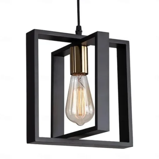 Farmhouse Small Pendant Light 1 Head 4 Head Fixture Kitchen Island Hanging Lamp with Cord Black Finish Wood Frame Chandelier for Hallway Entryway Closet Bedroom AC110V AC220V E27 Bulb