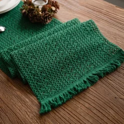 Farmhouse Table Runner Vintage Table Runner Cotton Linen Table Decorations for Dining Party Holiday
