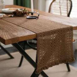Farmhouse Table Runner Vintage Table Runner Cotton Linen Table Decorations for Dining Party Holiday