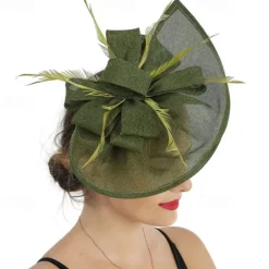 Fascinators Fabric Kentucky Derby Horse Race Elegant Retro With Feather Bowknot Headpiece Headwear