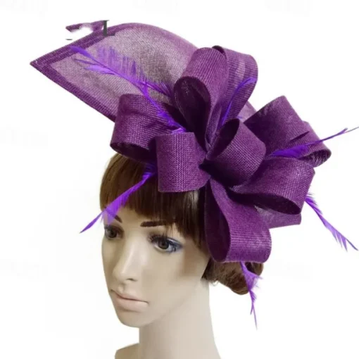 Fascinators Fabric Kentucky Derby Horse Race Elegant Retro With Feather Bowknot Headpiece Headwear