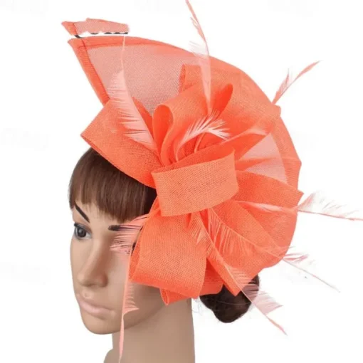 Fascinators Fabric Kentucky Derby Horse Race Elegant Retro With Feather Bowknot Headpiece Headwear