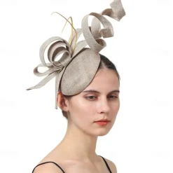 Fascinators Faux Linen Wedding Kentucky Cocktail Royal Astcot Fashion Vintage With Bowknot Headpiece Headwear dress to impress Race Day Dress
