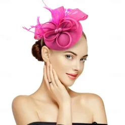 Fascinators for Women Tea Party Hat Handmade Headband Pillbox Derby Hat fFr Wedding Church Bridal Cocktail Feathers Hair Clip (Bean Green)