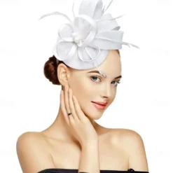 Fascinators for Women Tea Party Hat Handmade Headband Pillbox Derby Hat fFr Wedding Church Bridal Cocktail Feathers Hair Clip (Bean Green)