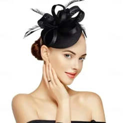 Fascinators for Women Tea Party Hat Handmade Headband Pillbox Derby Hat fFr Wedding Church Bridal Cocktail Feathers Hair Clip (Bean Green)