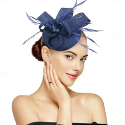 Fascinators for Women Tea Party Hat Handmade Headband Pillbox Derby Hat fFr Wedding Church Bridal Cocktail Feathers Hair Clip (Bean Green)