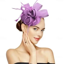 Fascinators for Women Tea Party Hat Handmade Headband Pillbox Derby Hat fFr Wedding Church Bridal Cocktail Feathers Hair Clip (Bean Green)