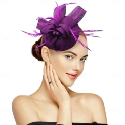 Fascinators for Women Tea Party Hat Handmade Headband Pillbox Derby Hat fFr Wedding Church Bridal Cocktail Feathers Hair Clip (Bean Green)