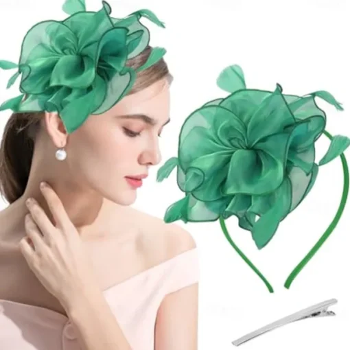 Fascinators Hat Flower Mesh Multi Color Feathers Ribbons on Headband and Clip Tea Party Headwear for Girls Women