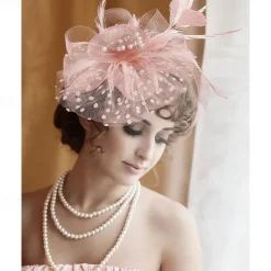 Fascinators Hat for Women Tea Party Feather Headband Mardi Gras Cocktail Hat Weddings