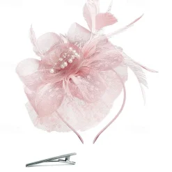 Fascinators Hat for Women Tea Party Feather Headband Mardi Gras Cocktail Hat Weddings