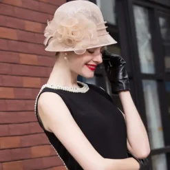 Fascinators Hats Flax Feather Bowler / Cloche Hat Sun Hat Top Hat Wedding Casual Kentucky Horse Race Ladies Day Romantic Wedding Princess With Headpiece Headwear dress to impress