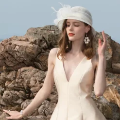 Fascinators Hats Flax Feather Bowler / Cloche Hat Sun Hat Top Hat Wedding Casual Kentucky Horse Race Ladies Day Romantic Wedding Princess With Headpiece Headwear dress to impress