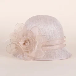 Fascinators Hats Flax Feather Bowler / Cloche Hat Sun Hat Top Hat Wedding Casual Kentucky Horse Race Ladies Day Romantic Wedding Princess With Headpiece Headwear dress to impress