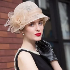 Fascinators Hats Flax Feather Bowler / Cloche Hat Sun Hat Top Hat Wedding Casual Kentucky Horse Race Ladies Day Romantic Wedding Princess With Headpiece Headwear dress to impress